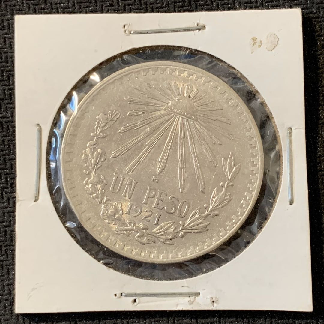 紫瑗钱币—微拍第15期 墨西哥 鹰洋专场 墨西哥 1921年 鹰洋 1比索 16.6克 0.72银 UNC