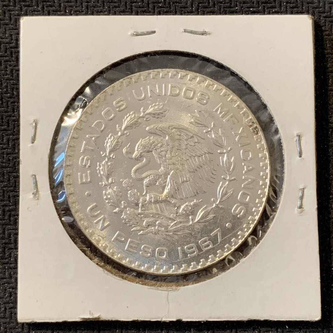 紫瑗钱币—微拍第15期 墨西哥 鹰洋专场 墨西哥 1967年 人物 1比索 银币 