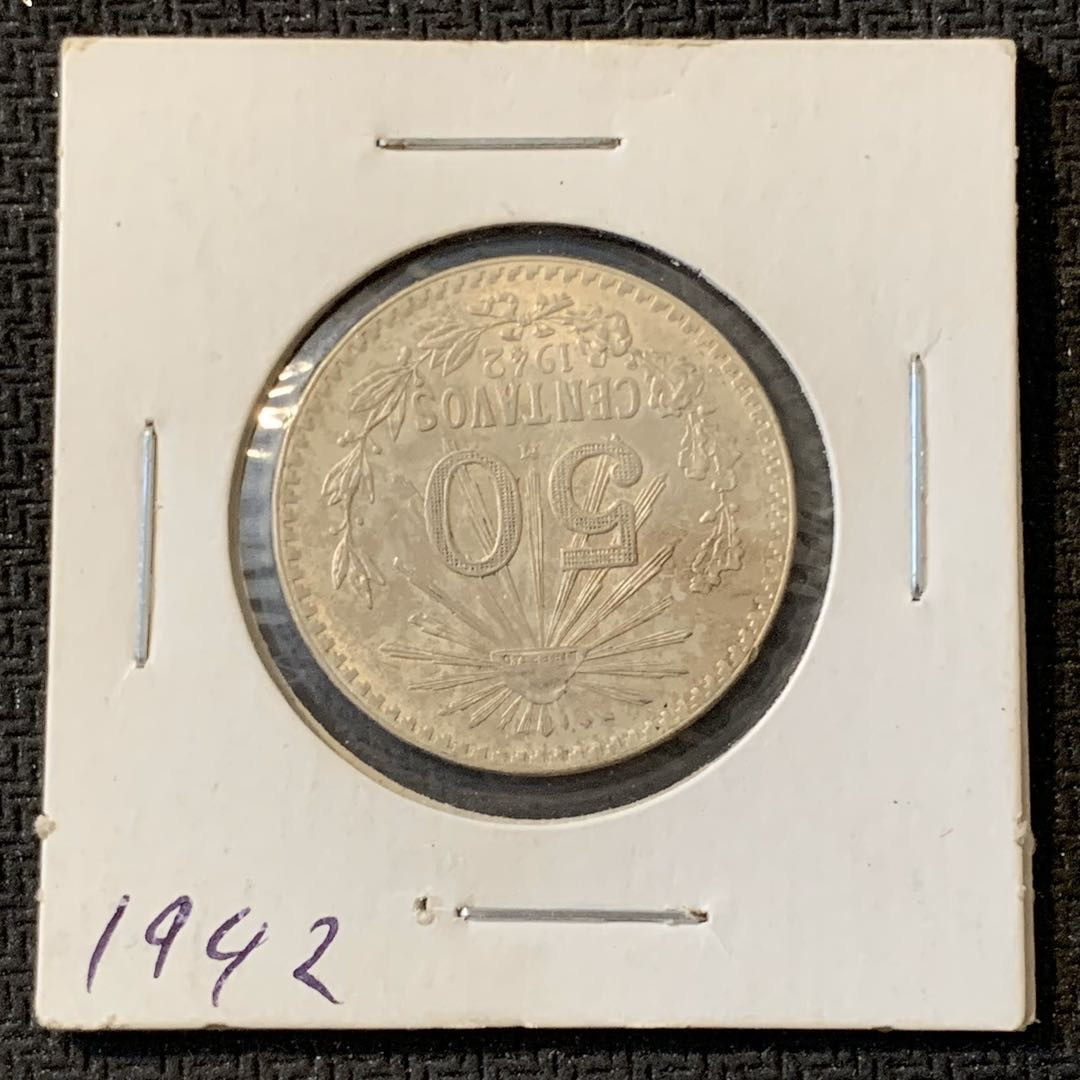 紫瑗钱币—微拍第15期 墨西哥 鹰洋专场 墨西哥 1942年 鹰洋 50分 8.3克 0.72银 UNC