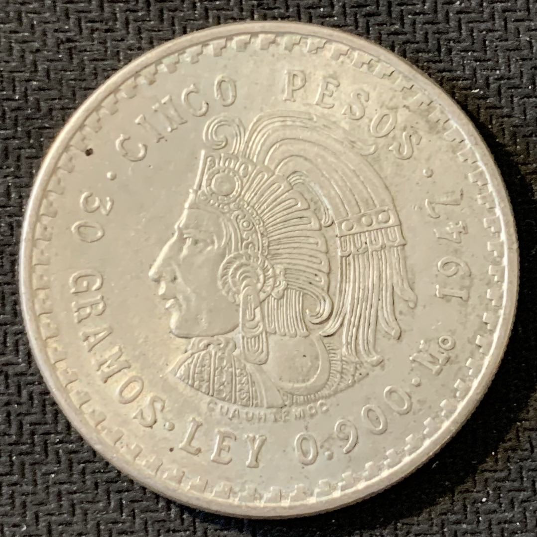 紫瑗钱币—微拍第15期 墨西哥 鹰洋专场 墨西哥 1947年 印第安人 5比索  30克 0.9银