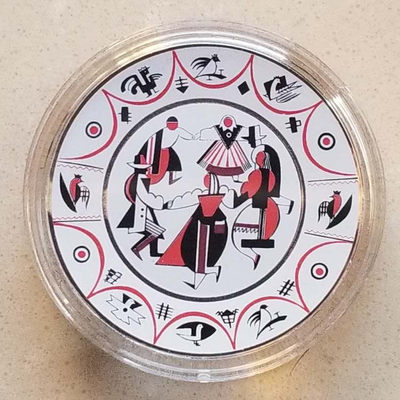 【随心拍&Getcoins】现代钱币拍卖第四十四期 拉脱维亚2016年民族舞蹈装饰瓷碟凹面彩色银币