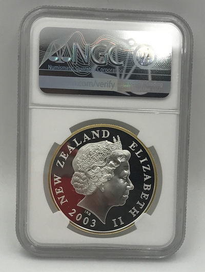 【随心拍&Getcoins】现代钱币拍卖第四十四期 获奖币新西兰2003年指环王镀金精制纪念银币原盒证NGC69