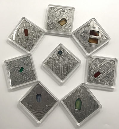 【随心拍&Getcoins】现代钱币拍卖第四十四期 纽埃2014年艺术改变世界菱形仿古镶嵌玛瑙银币8枚一套