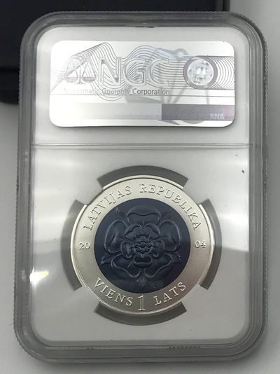 【随心拍&Getcoins】现代钱币拍卖第四十四期 拉脱维亚2004年时间系列钟表银铌双金属纪念币NGC70