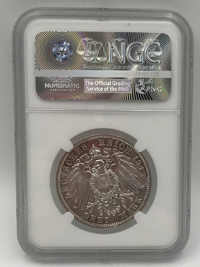 【随心拍&Getcoins】现代钱币拍卖第四十四期 德国萨克森1913年3马克建功碑纪念银币NGC63