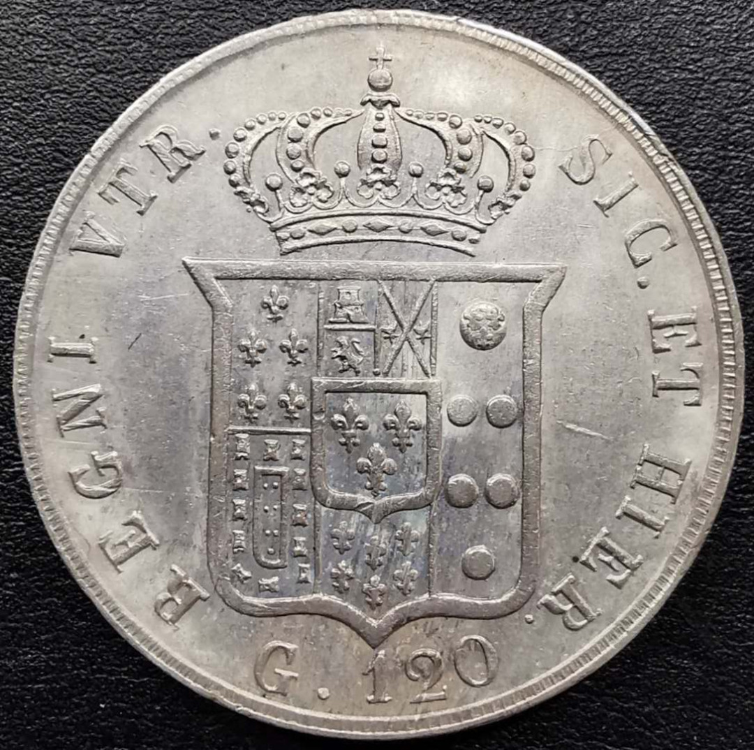 凡希社世界钱币微拍第一百零八期 1856西西里120G大银AU