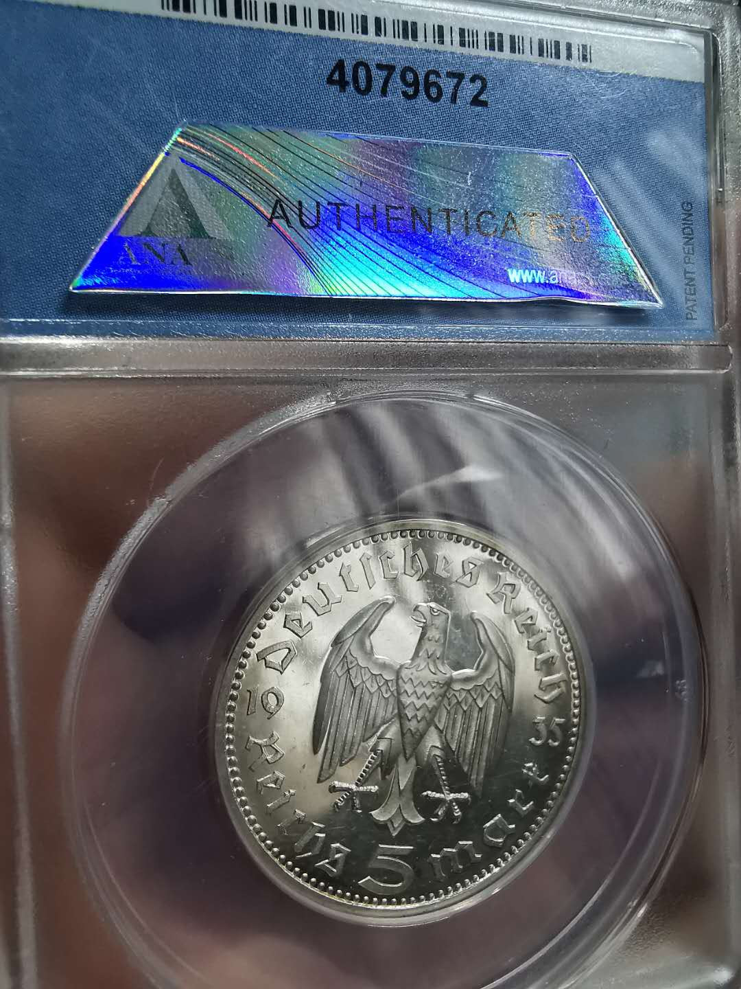 凡希社世界钱币微拍第一百零八期 1935德国兴登堡精铸5马克ANACS-PF61CAM