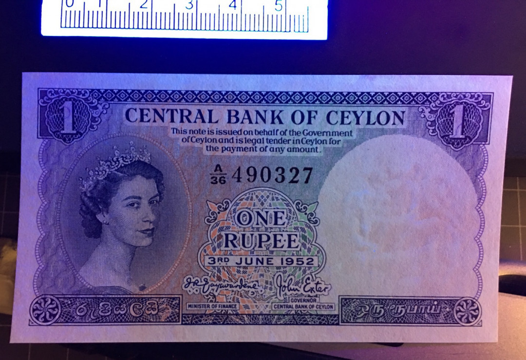 【收藏联盟】第115期拍卖（2020新年第一拍）——黑美人 锡兰 1952年 1卢比 全新UNC 女王 精美 BWC出品 p48