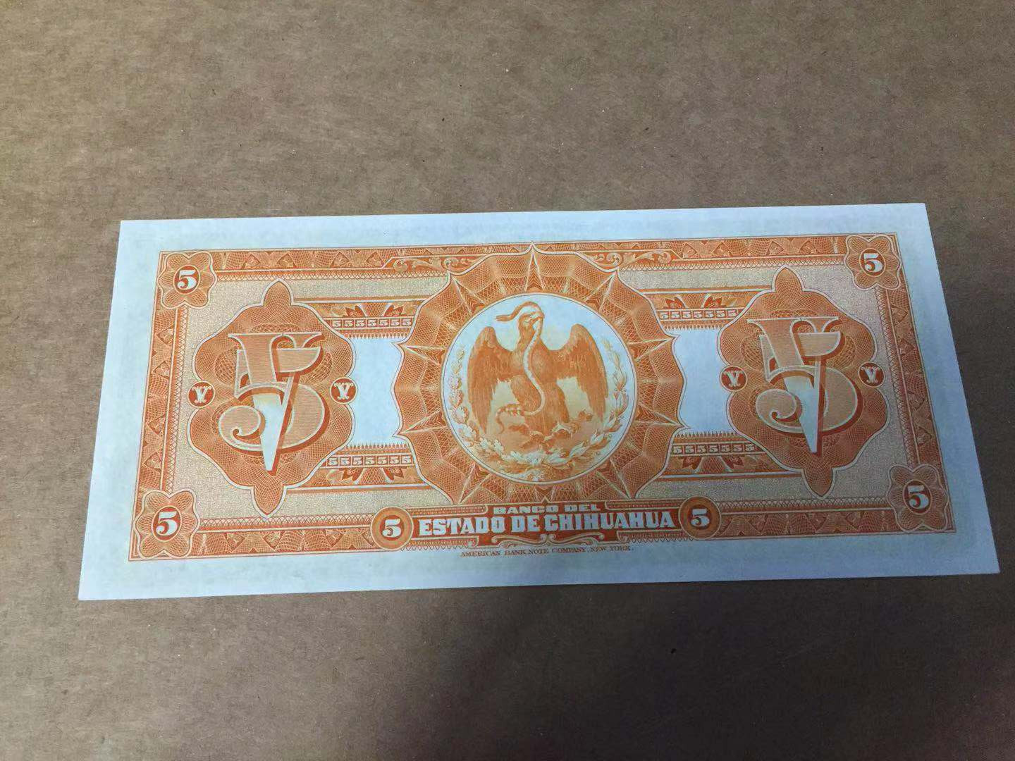 【收藏联盟】第115期拍卖（2020新年第一拍）——黑美人 【一组3张】墨西哥 1913年5-10-20比索 奇瓦瓦州 100多年前纸币 美钞公司出品 雕刻非常精美 较稀少 全新UNC （20比索UNC-）