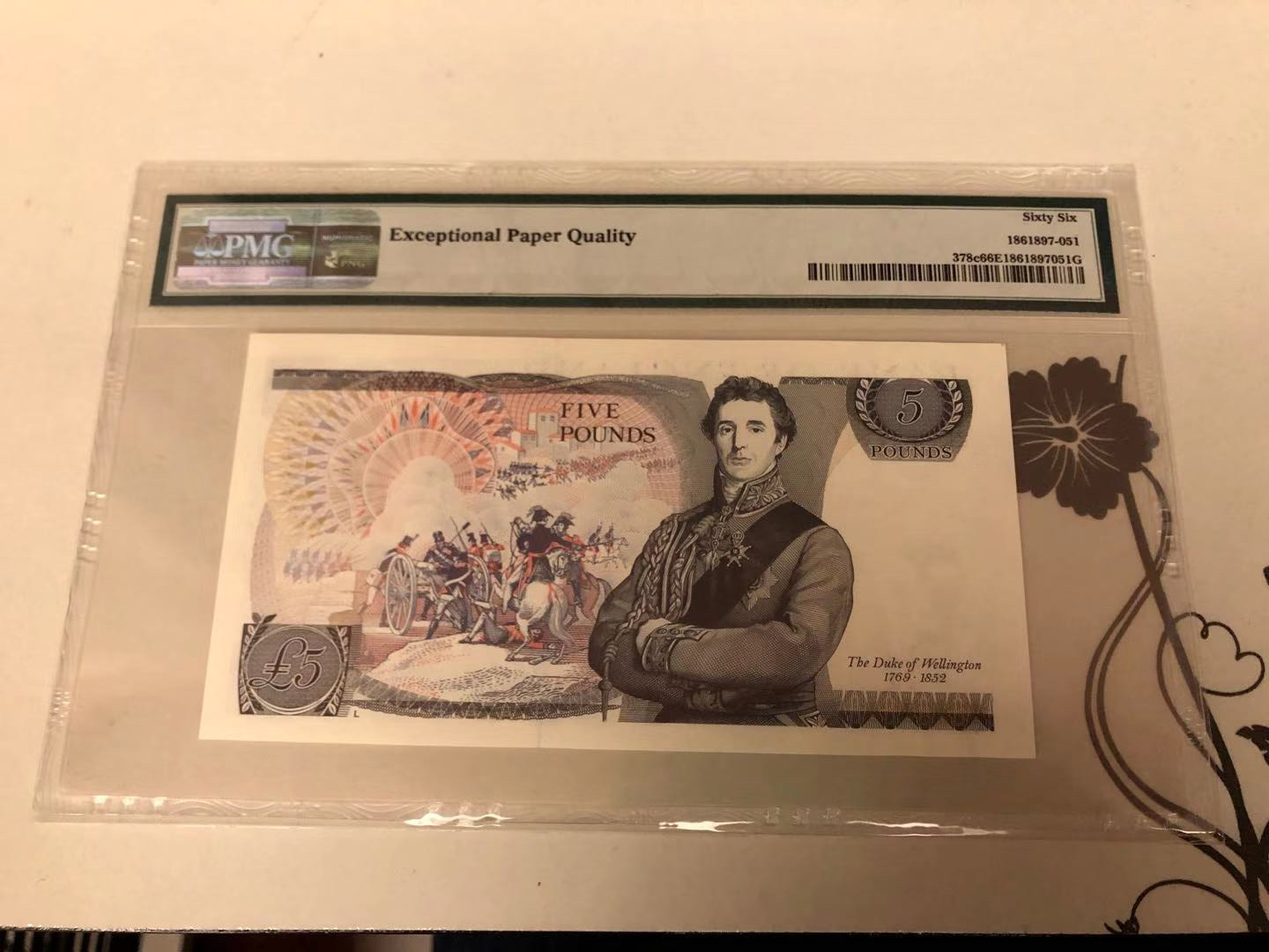 【收藏联盟】第115期拍卖（2020新年第一拍）——黑美人 英国 D序列 1980-87年 5镑 PMG66EPQ  D.H.F Somerset签名