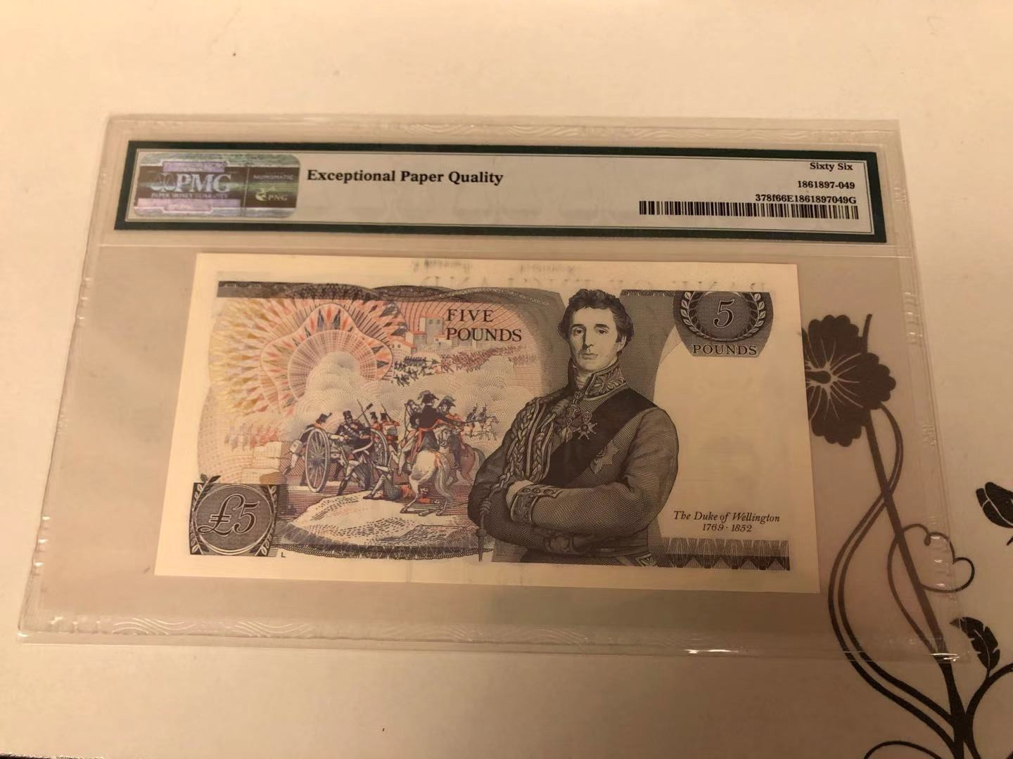 【收藏联盟】第115期拍卖（2020新年第一拍）——黑美人 英国 D序列 1988-91年 5镑 PMG66EPQ  Gill签名