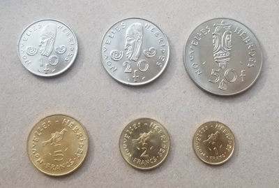 【随心拍&Getcoins】现代钱币拍卖第四十五期 法属新赫布里底1970年代硬币6枚  AU/ UNC