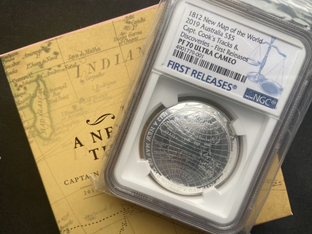 【随心拍&Getcoins】现代钱币拍卖第四十五期 【澳大利亚】澳大利亚2019地图弧形币【ngc70】