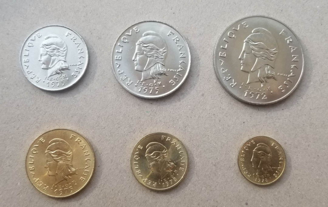 【随心拍&Getcoins】现代钱币拍卖第四十五期 法属新赫布里底1970年代硬币6枚  AU/ UNC