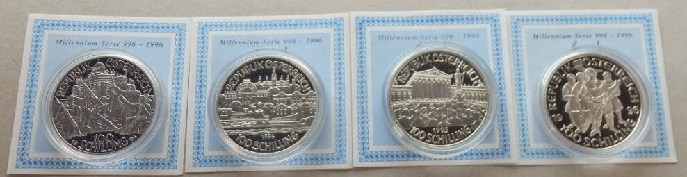 【随心拍&Getcoins】现代钱币拍卖第四十五期 奥地利千年历史996-1996纪念银币8枚