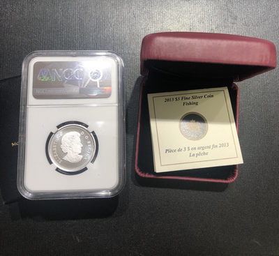 【随心拍&Getcoins】现代钱币拍卖第四十五期 获奖加拿大2013年父子垂钓钓鱼父亲节礼物纪念银币【ngc70】