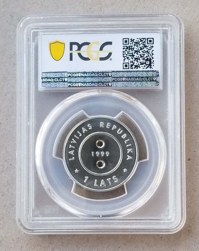 【随心拍&Getcoins】现代钱币拍卖第四十五期 获奖币拉脱维亚1999/2000年千禧年纽扣纪念银币 PCGS68