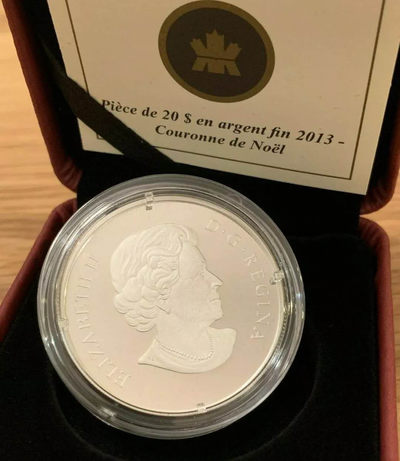 【随心拍&Getcoins】现代钱币拍卖第四十五期 加拿大2013年节日花环世界镶嵌银币