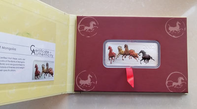 【随心拍&Getcoins】现代钱币拍卖第四十五期 蒙古2002年“奔马图”方型彩色纪念银币