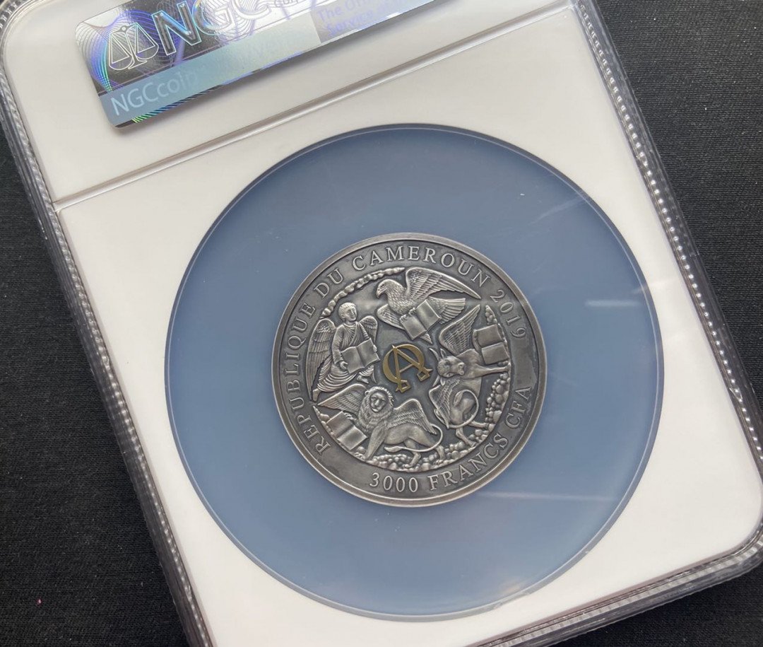 【币观天下】第九十七期钱币拍卖 【高浮雕系列】喀麦隆2019年天启4骑士镀金银币【3oz】