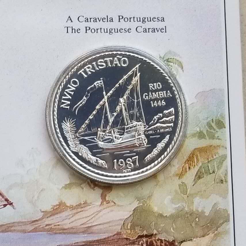 【币观天下】第九十七期钱币拍卖 葡萄牙1987年发现非洲冈比亚河100埃斯库多银币