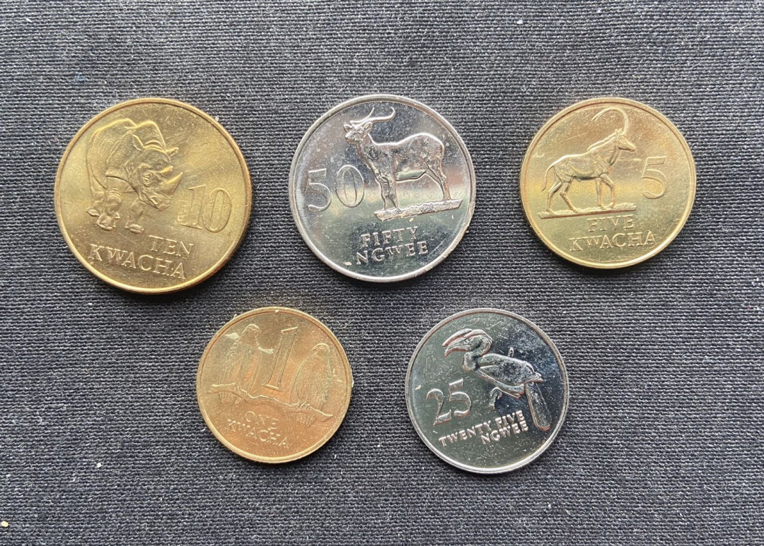 【币观天下】第九十七期钱币拍卖 【赞比亚】1992年赞比亚流通币5枚