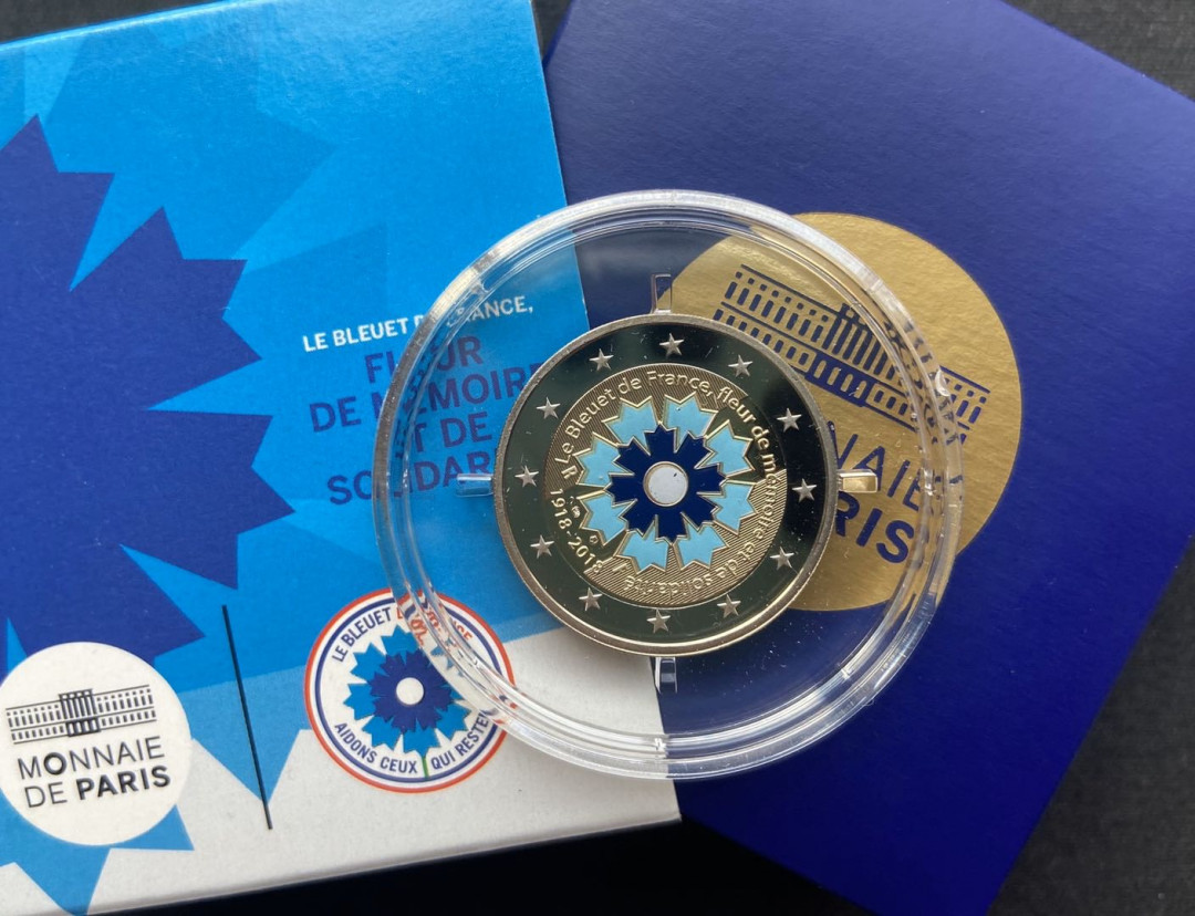 【币观天下】第九十七期钱币拍卖 【法国】法国矢车菊2欧元彩色精致币