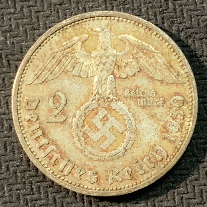 紫瑗钱币—微拍第17期  德国 1939年 A版 兴登堡 2马克 8克 0.625银 