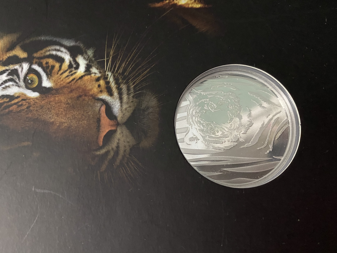 CSIS-GREAT评级精品钱币拍卖第二十期 蒙古2019年隐秘猎手动物系列第一组卧虎老虎精制纪念银币卡币