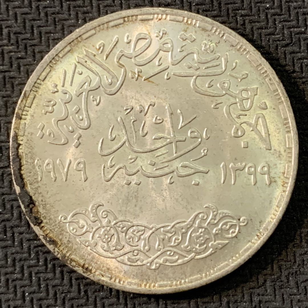 紫瑗钱币—微拍第17期  埃及 1979年 国民教育日 1磅 BU 15克 0.72银