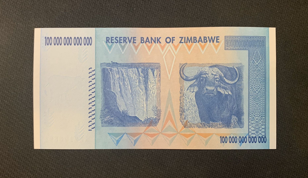 紫瑗钱币—微拍第18期 纸币团购场 津巴布韦 2008年 100万亿 世界面值最大纸币 单张（冠号AA2173591）
