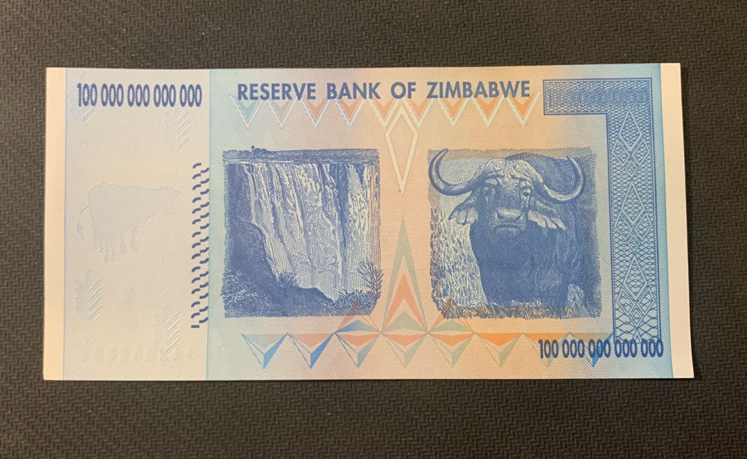 紫瑗钱币—微拍第18期 纸币团购场 津巴布韦 2008年 100万亿 世界面值最大纸币 单张（冠号AA2448861）