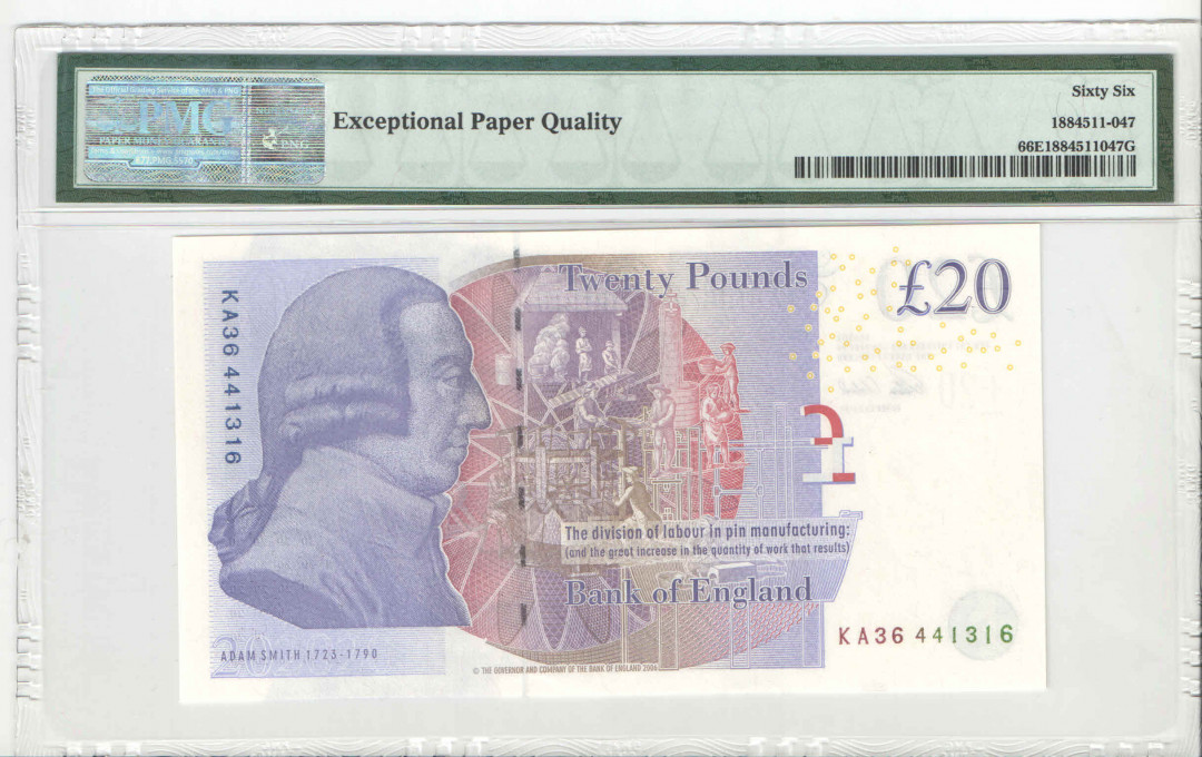 【收藏联盟】第116期拍卖——格拉斯哥大学的荣光 英国 2015年 20镑 PMG66EPQ  女王 亚当斯密