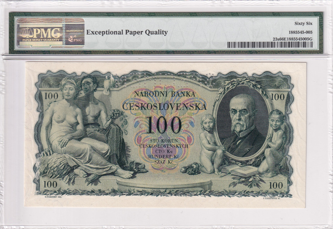 【收藏联盟】第116期拍卖——格拉斯哥大学的荣光 【样钞】捷克斯洛伐克 1931年 100克朗PMG66EPQ