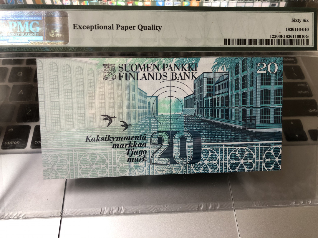 《外钞收藏家》第七十五期拍卖目录 芬兰末版 1993年 20马克 pmg66