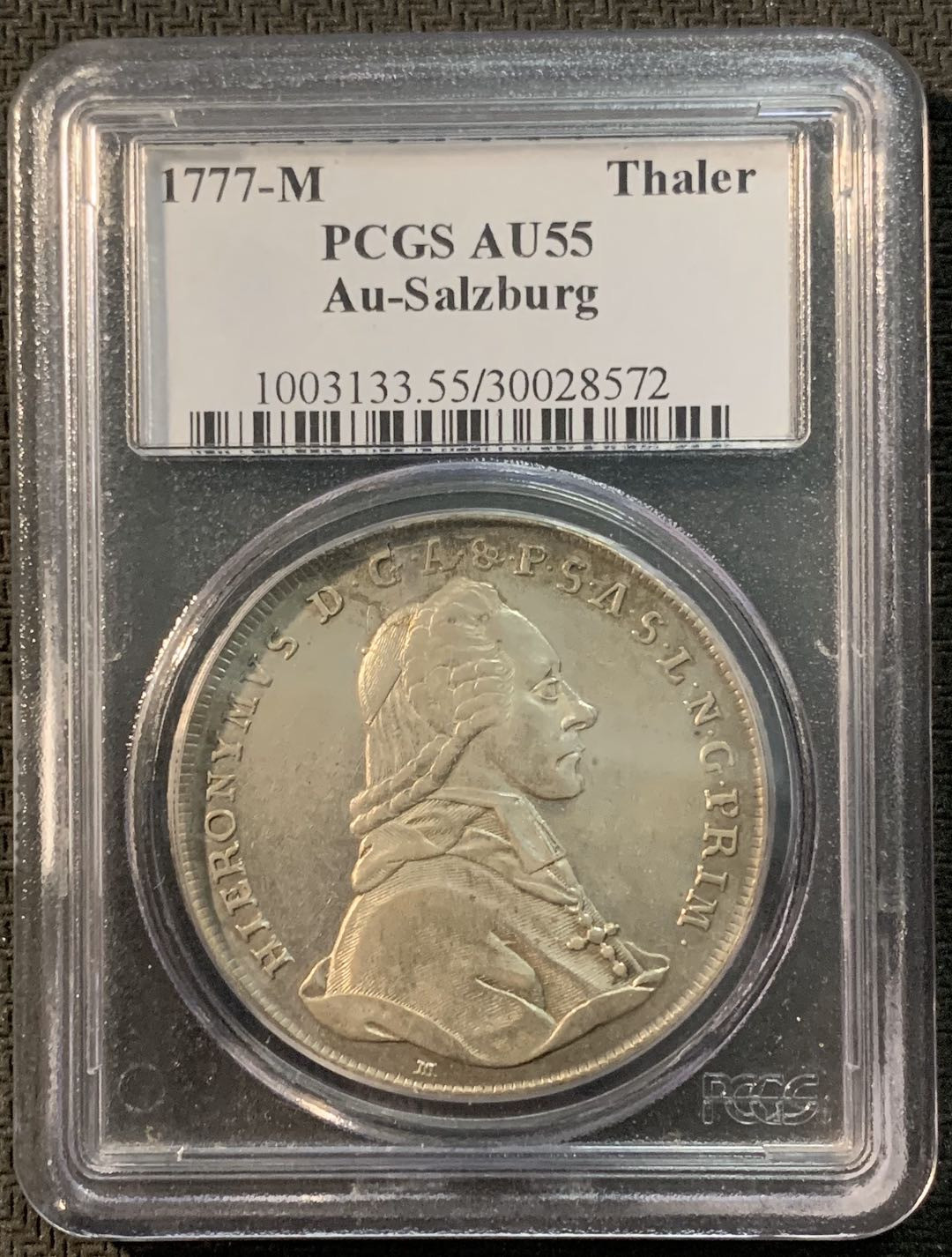 紫瑗钱币—微拍第20期 德国专场 奥地利 萨尔茨堡 1777年 M版 1泰勒 PCGS AU55
