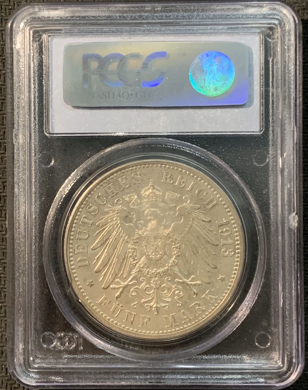紫瑗钱币—微拍第20期 德国专场 德国 巴登 1913年 弗里德里希 5马克 PCGS MS62