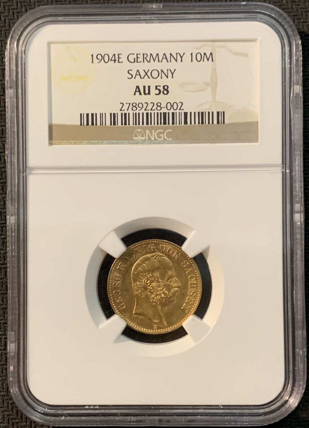 紫瑗钱币—微拍第20期 德国专场 德国 萨克森 1904年 10马克 金币 NGC AU58