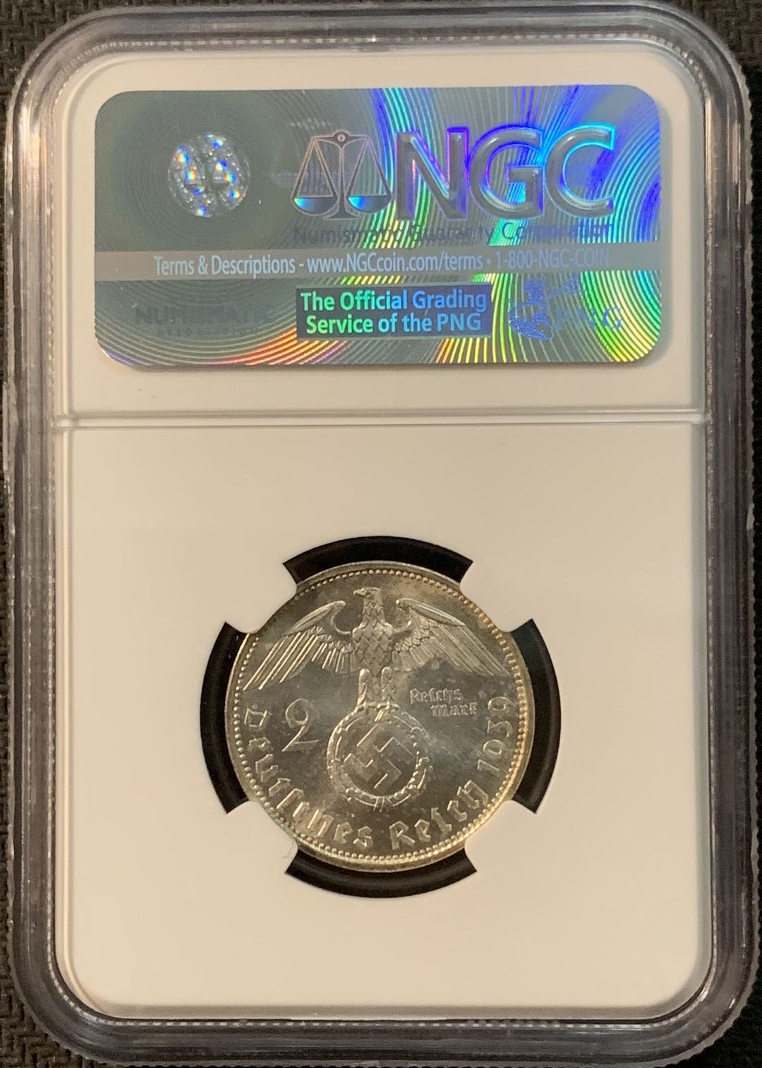 紫瑗钱币—微拍第20期 德国专场 德国 兴登堡 1939年 A版 2马克 NGC MS63