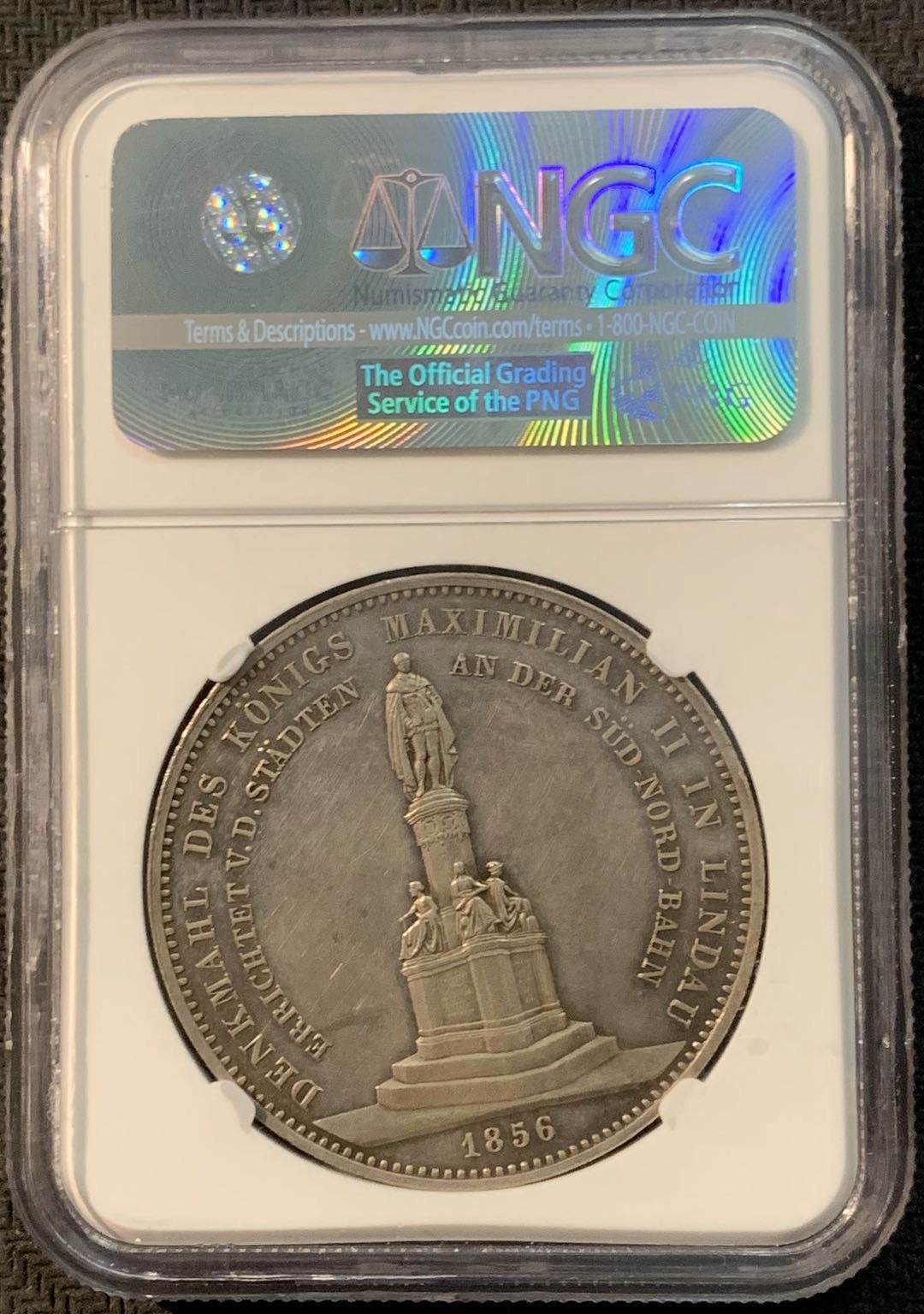 紫瑗钱币—微拍第20期 德国专场 德国 巴伐利亚 1856年 纪念碑 2泰勒 NGC AU Detail