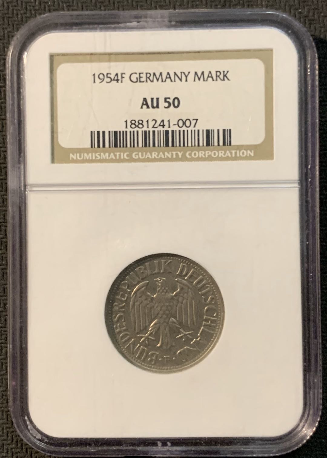 紫瑗钱币—微拍第20期 德国专场 德国 1954年 联邦德国 F版 NGC AU50 高目录价