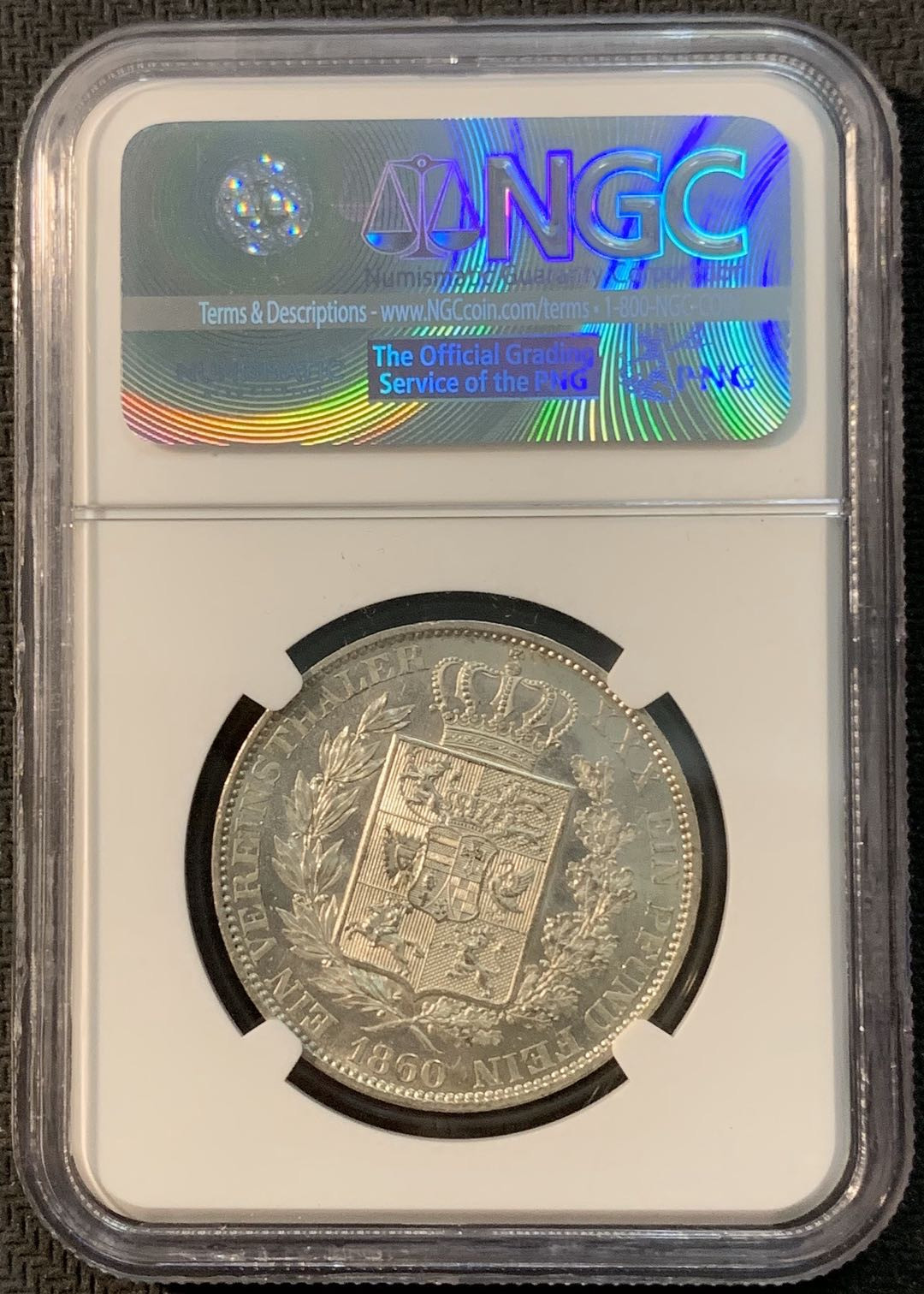 紫瑗钱币—微拍第20期 德国专场 德国 奥尔登堡 1860年 1泰勒  NGC AU58