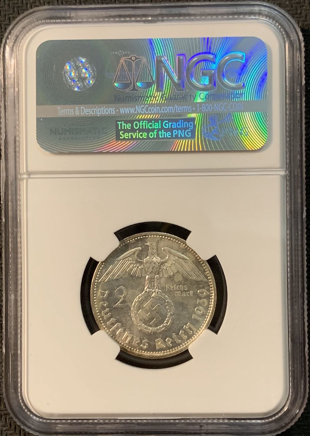 紫瑗钱币—微拍第20期 德国专场 德国 兴登堡 1939年 A版 2马克 NGC MS63