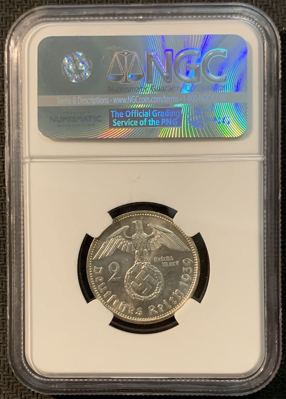 紫瑗钱币—微拍第20期 德国专场 德国 兴登堡 1939年 A版 2马克 NGC MS64