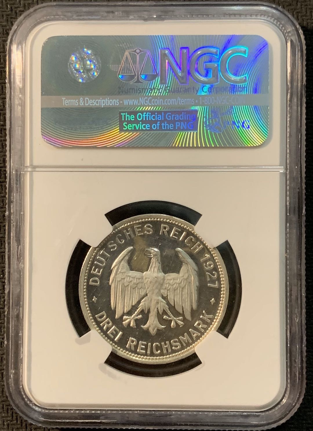 紫瑗钱币—微拍第20期 德国专场 德国 魏玛 1927年 图宾根大学 3马克 NGC PR63UC