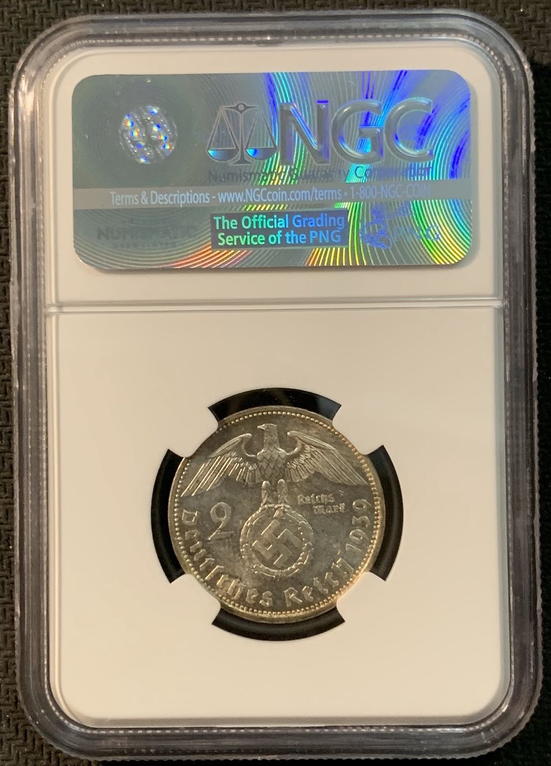 紫瑗钱币—微拍第20期 德国专场 德国 兴登堡 1939年 A版 2马克 NGC MS64