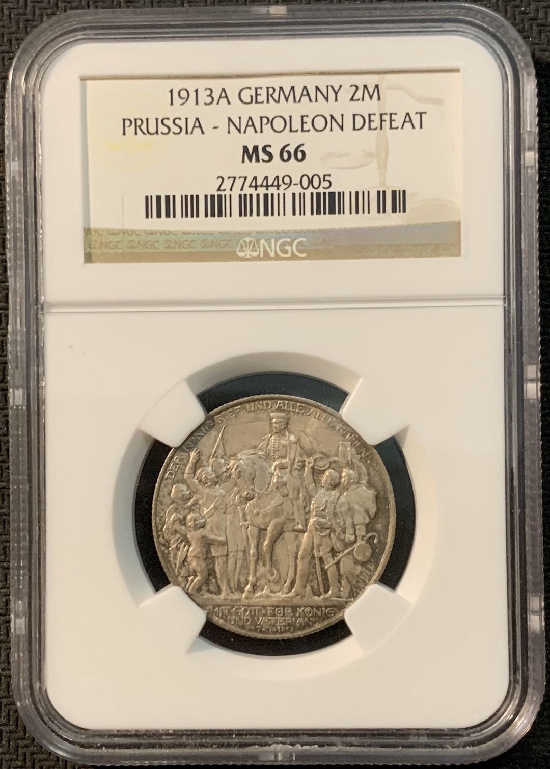 紫瑗钱币—微拍第20期 德国专场 德国 普鲁士 1913年 普法战争 2马克 NGC MS66