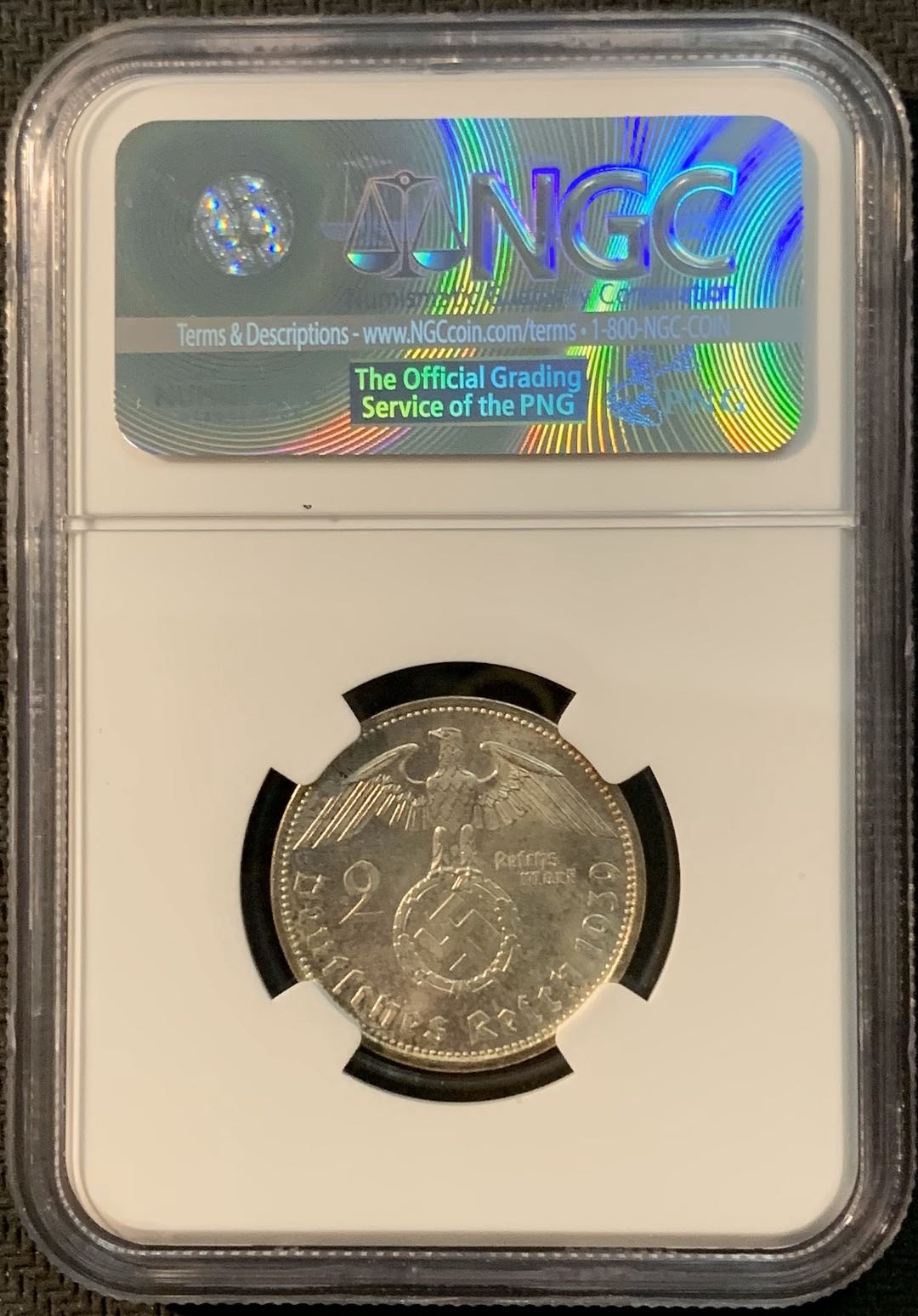 紫瑗钱币—微拍第20期 德国专场 德国 兴登堡 1939年 A版 2马克 NGC MS63