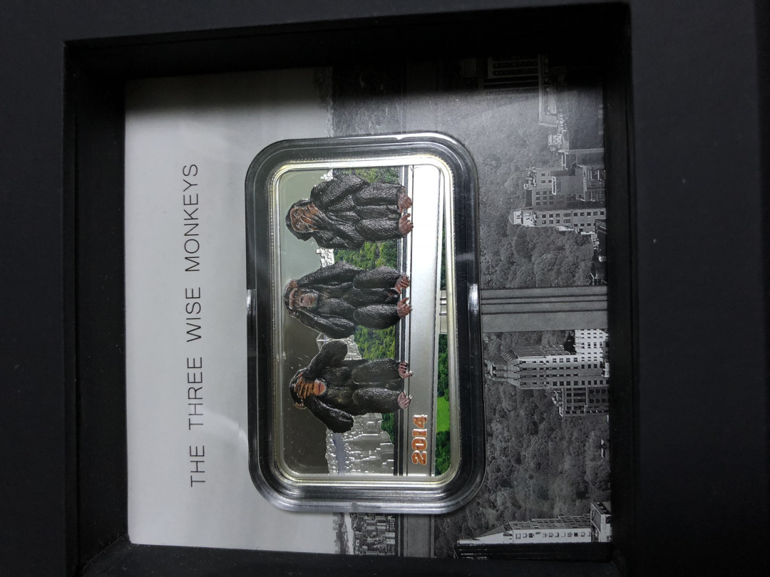 CSIS-GREAT评级精品钱币拍卖第二十三期 坦桑尼亚2014年摩天大楼佛教三只灵猴勿视勿听勿言精制彩色银币