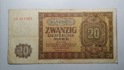 2020“爱你爱你”第一期～旧时纸币 - 1948年，德国20马克，纸币